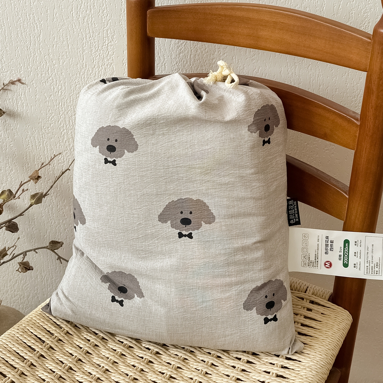 91家纺网 家纺一手货源 找家纺 一比一家纺 2026春季新款高克重加厚色织提花系列四件套 萌萌狗