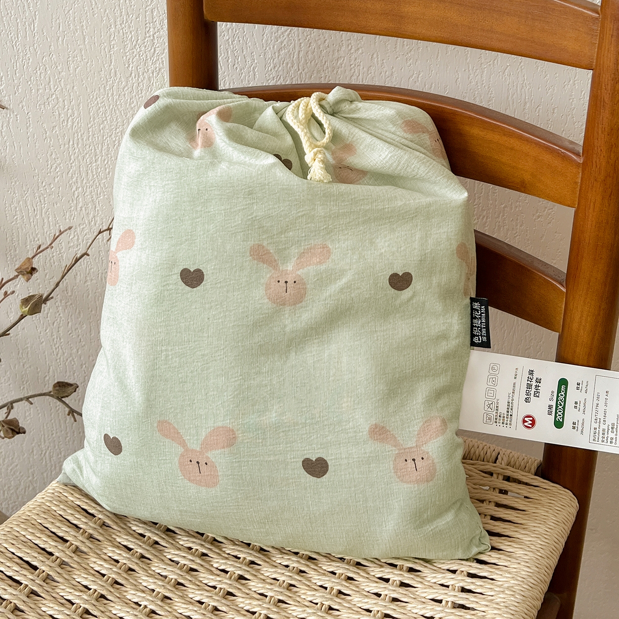 91家纺网 家纺一手货源 找家纺 一比一家纺 2026春季新款高克重加厚色织提花系列四件套 萌萌兔