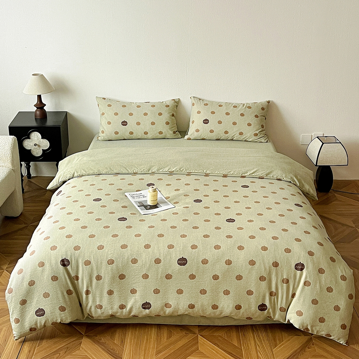 91家纺网 家纺一手货源 找家纺 一比一家纺 2026春季新款高克重加厚色织提花系列四件套 暖栗南瓜