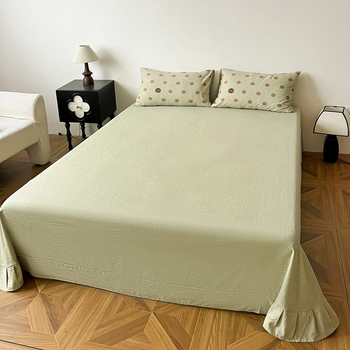 91家纺网 家纺一手货源 找家纺 一比一家纺 2026春季新款高克重加厚色织提花系列四件套 暖栗南瓜