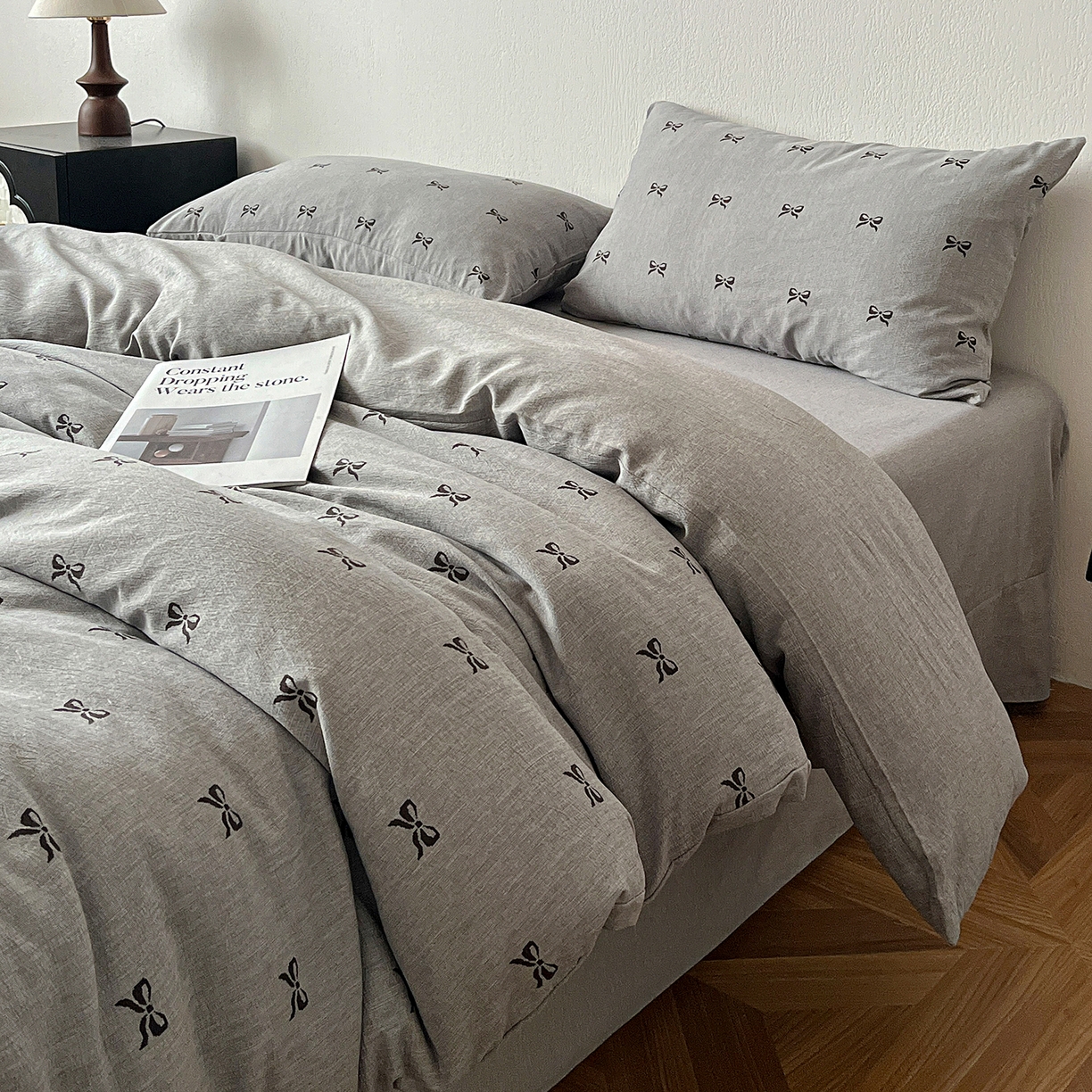 91家纺网 家纺一手货源 找家纺 一比一家纺 2026春季新款高克重加厚色织提花系列四件套 少女心