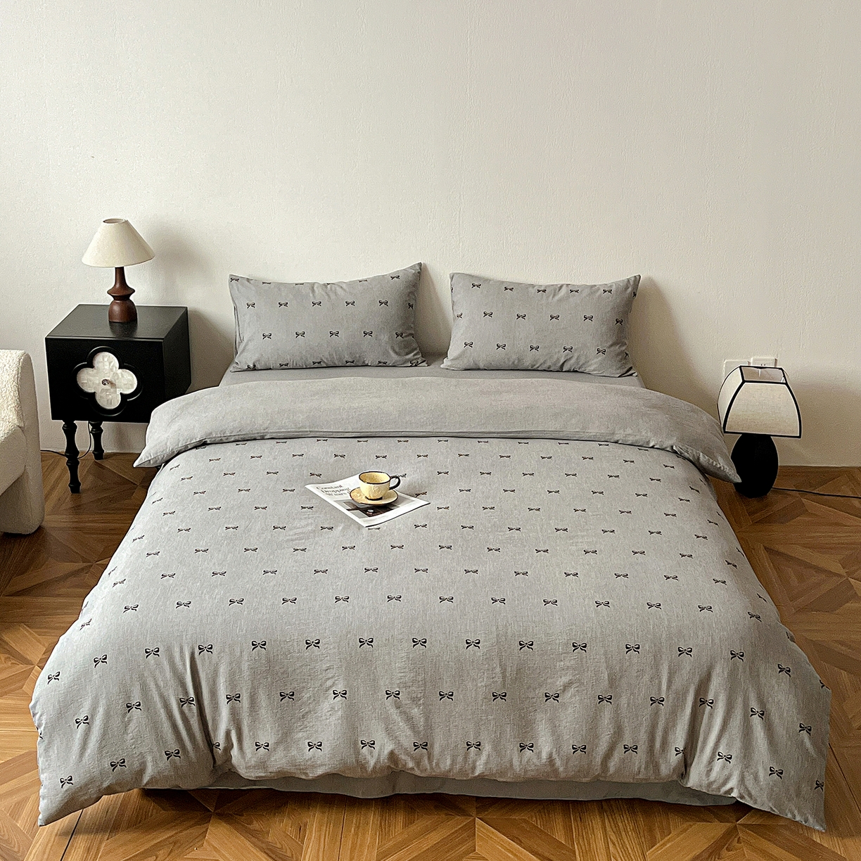 91家纺网 家纺一手货源 找家纺 一比一家纺 2026春季新款高克重加厚色织提花系列四件套 少女心