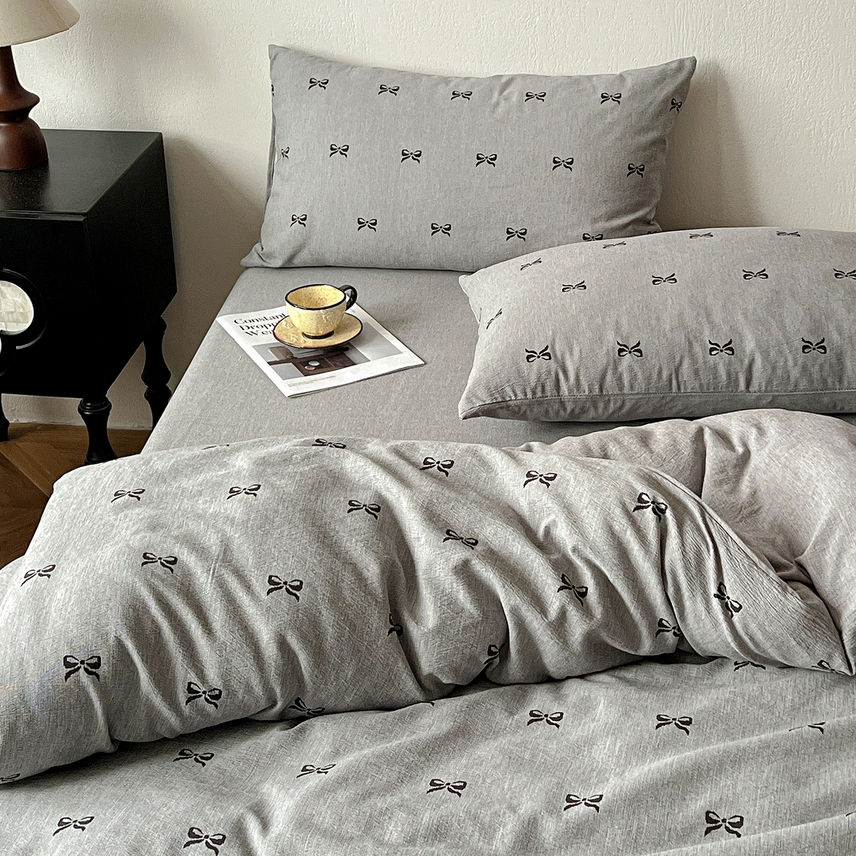 91家纺网 家纺一手货源 找家纺 一比一家纺 2026春季新款高克重加厚色织提花系列四件套 少女心