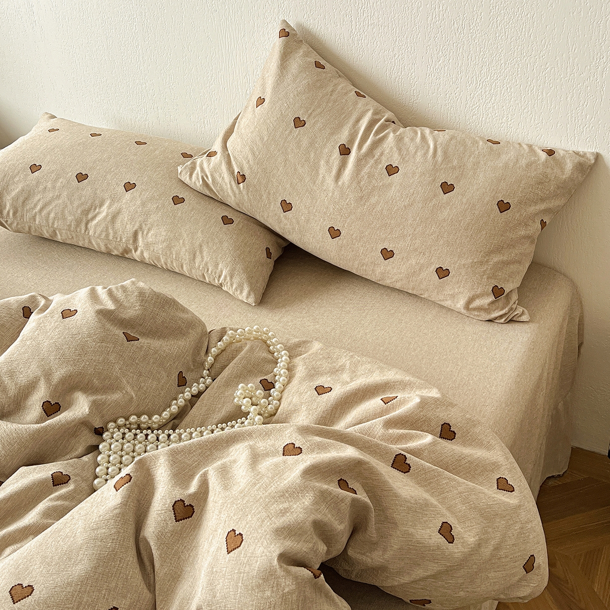 91家纺网 家纺一手货源 找家纺 一比一家纺 2026春季新款高克重加厚色织提花系列四件套 甜心咖