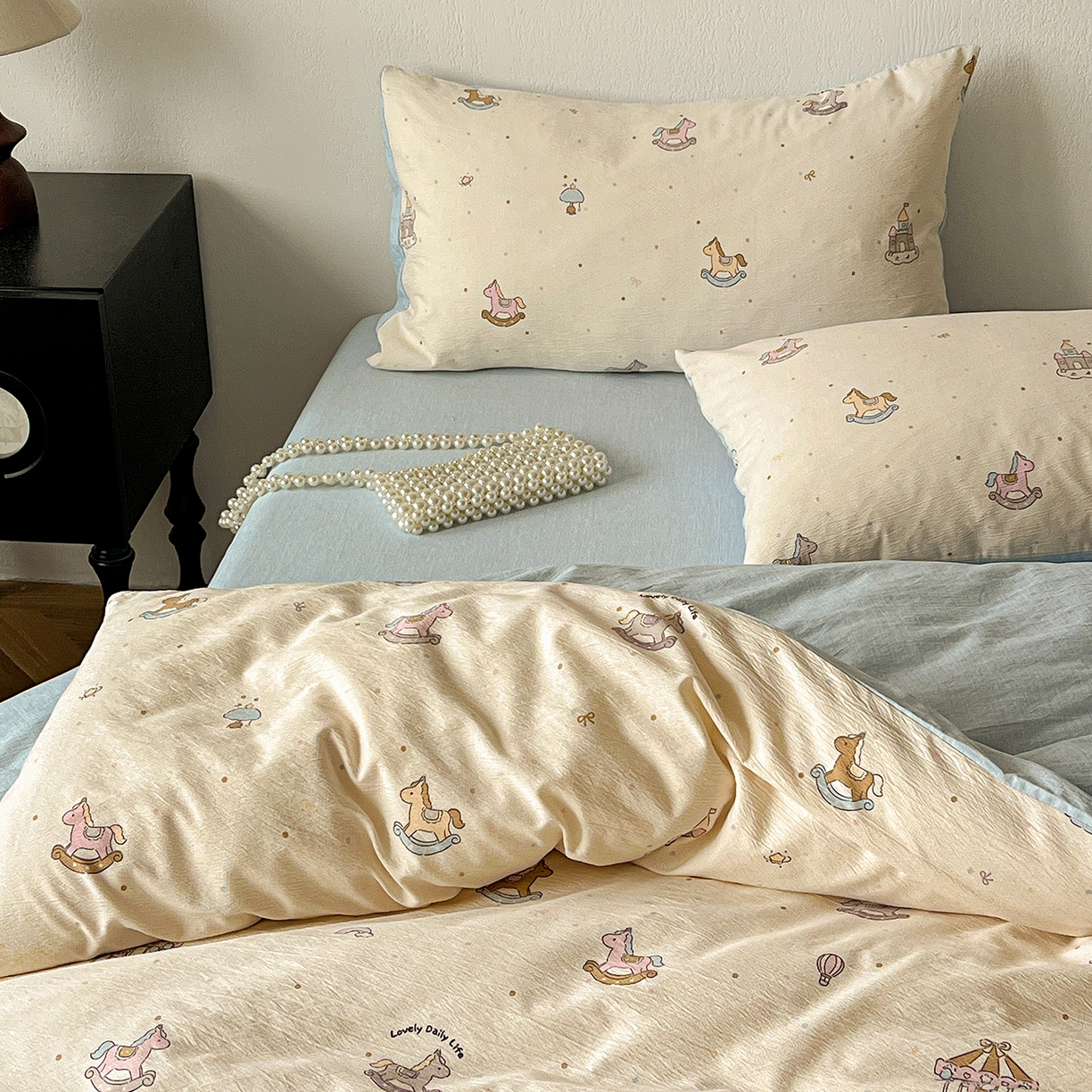 91家纺网 家纺一手货源 找家纺 一比一家纺 2026春季新款高克重加厚色织提花系列四件套 童梦园