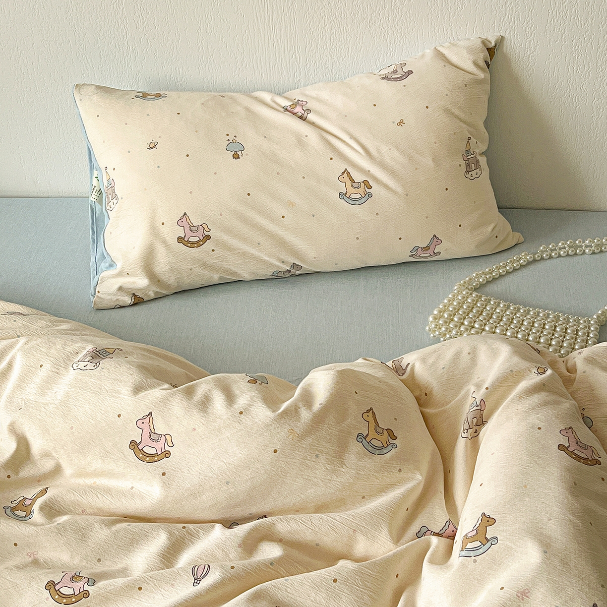 91家纺网 家纺一手货源 找家纺 一比一家纺 2026春季新款高克重加厚色织提花系列四件套 童梦园