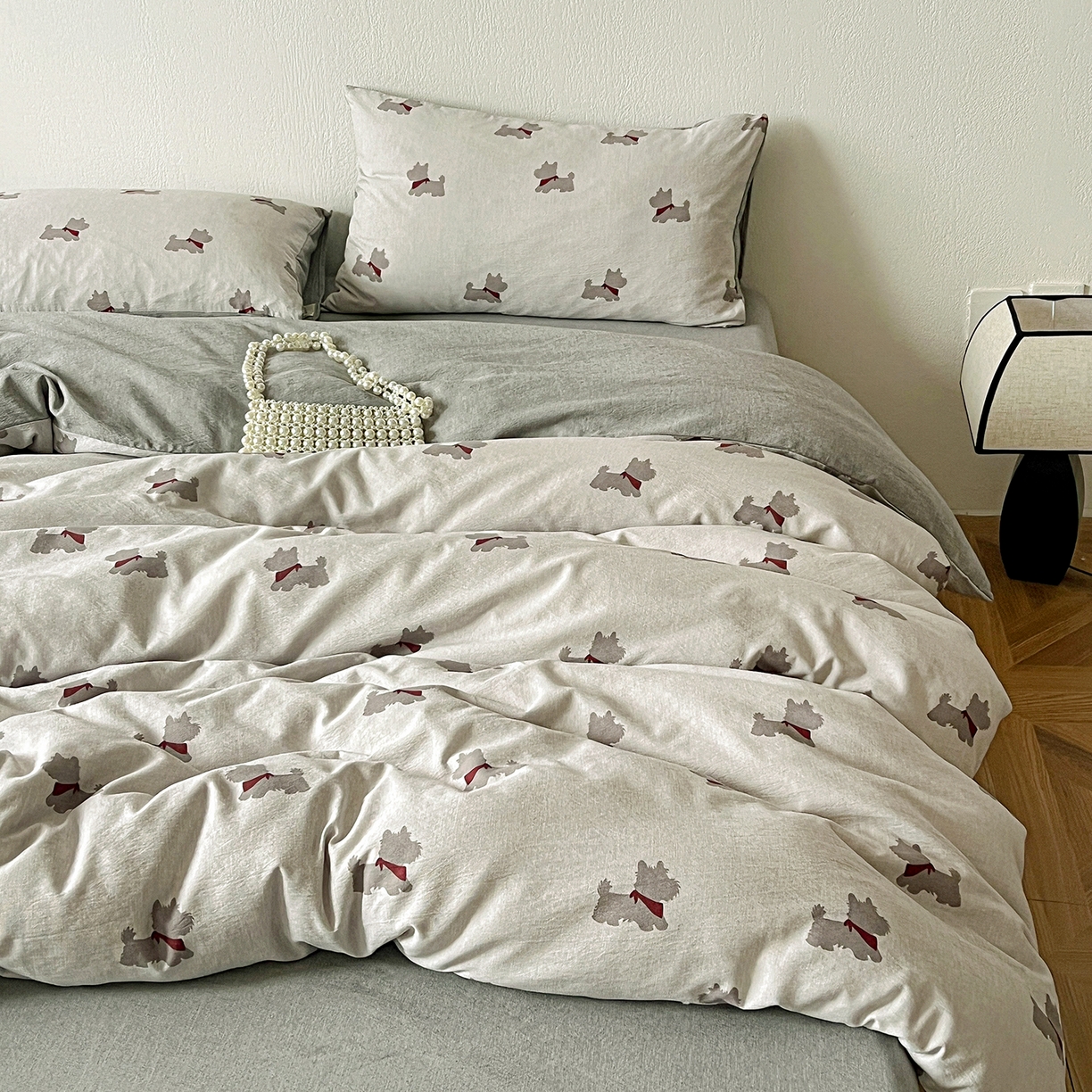 一比一家纺 2026春季新款高克重加厚色织提花系列四件套 汪星人