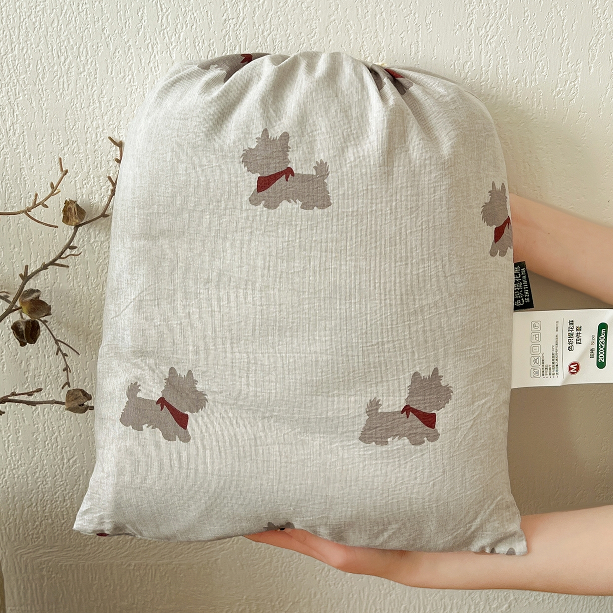 91家纺网 家纺一手货源 找家纺 一比一家纺 2026春季新款高克重加厚色织提花系列四件套 汪星人