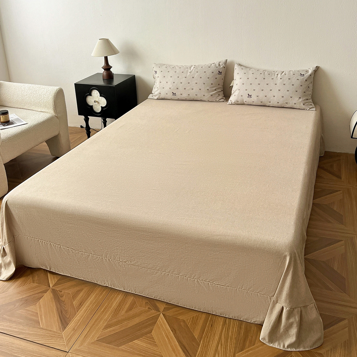 91家纺网 家纺一手货源 找家纺 一比一家纺 2026春季新款高克重加厚色织提花系列四件套 摇摇马