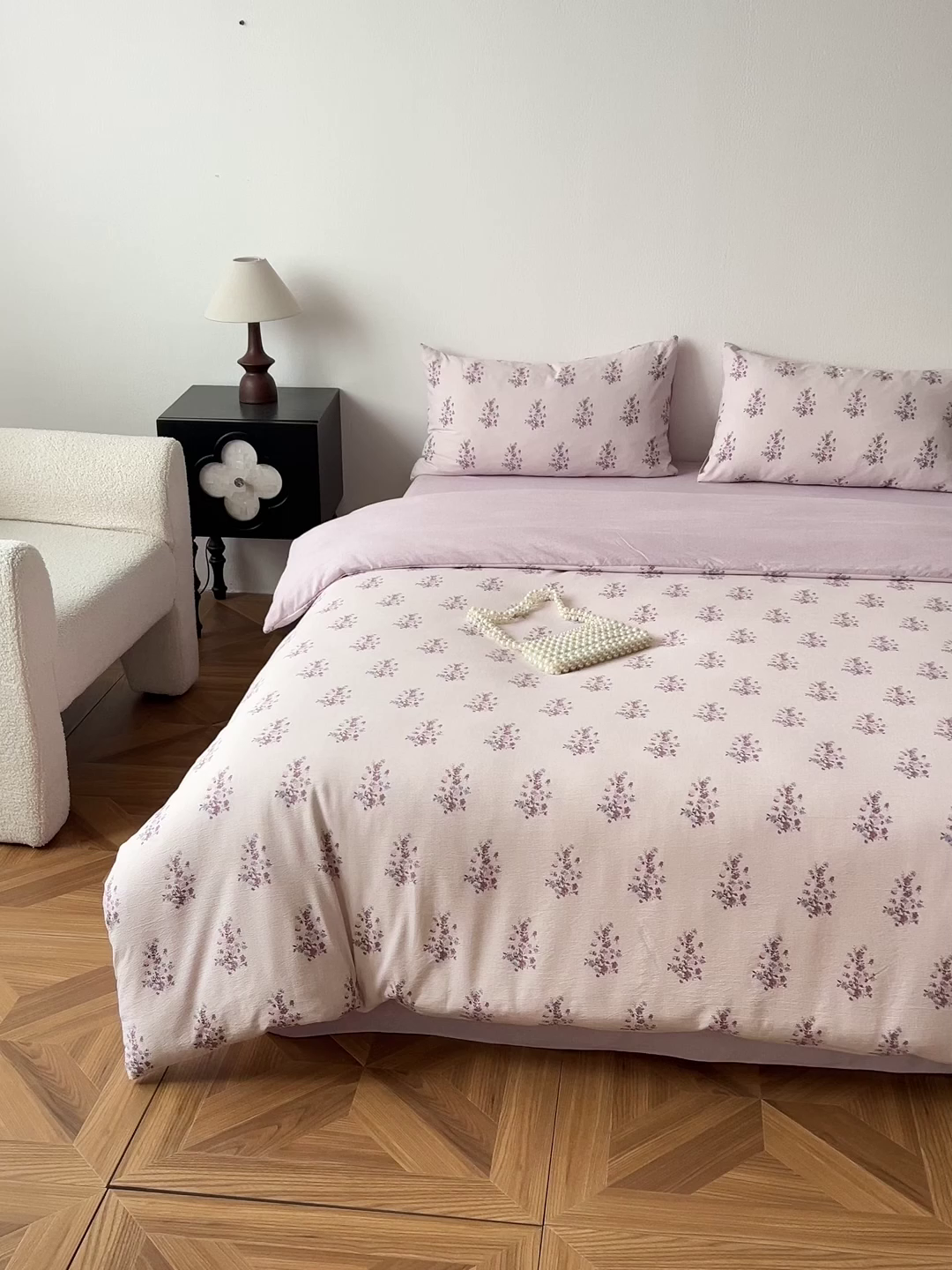 91家纺网 家纺一手货源 找家纺 一比一家纺 2026春季新款高克重加厚色织提花系列四件套 紫薇