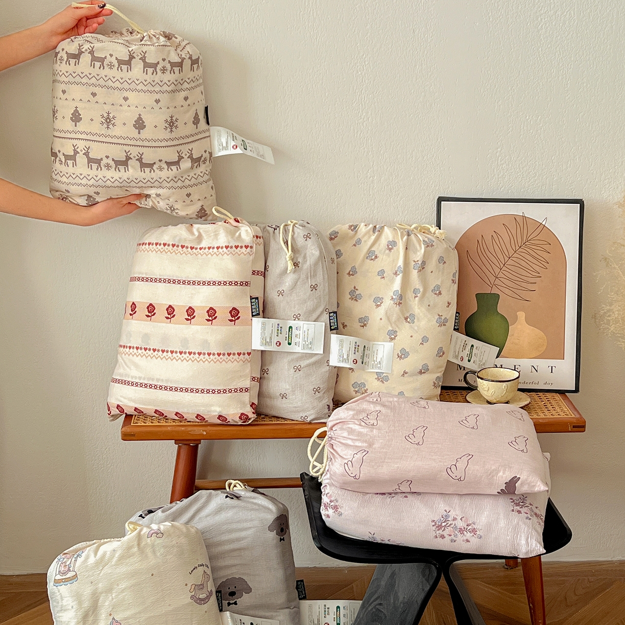 91家纺网 家纺一手货源 找家纺 一比一家纺 2026春季新款高克重加厚色织提花系列四件套 组合图仅供展示不可下单