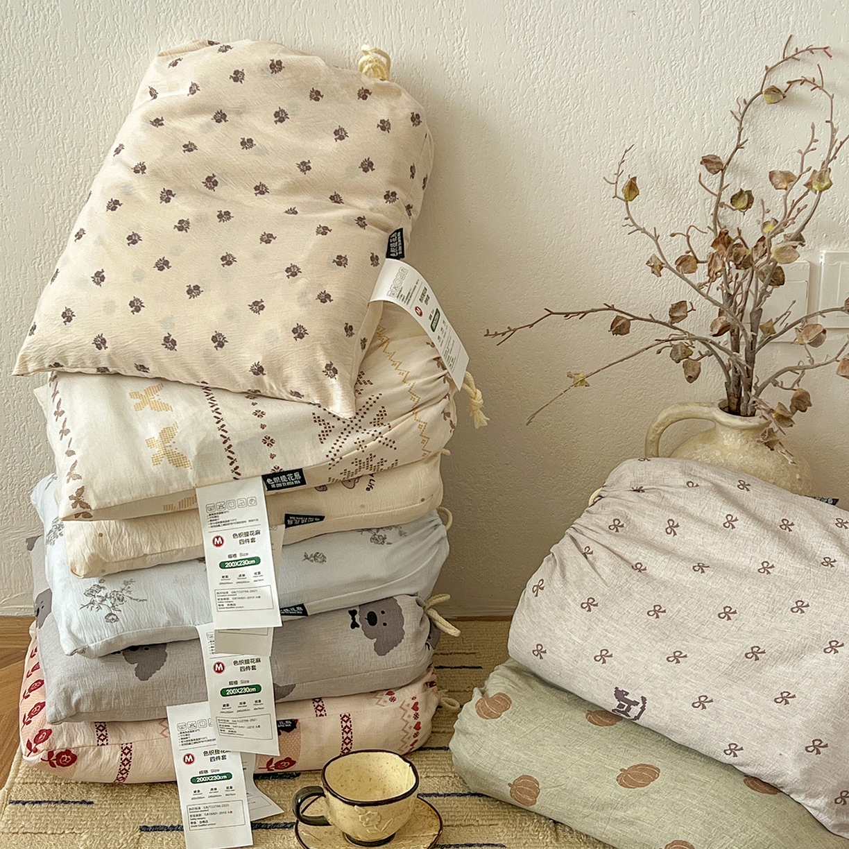 91家纺网 家纺一手货源 找家纺 一比一家纺 2026春季新款高克重加厚色织提花系列四件套 组合图仅供展示不可下单