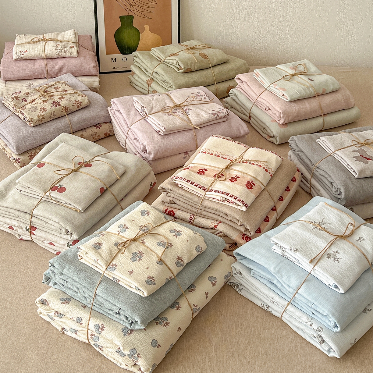 91家纺网 家纺一手货源 找家纺 一比一家纺 2026春季新款高克重加厚色织提花系列四件套 组合图仅供展示不可下单