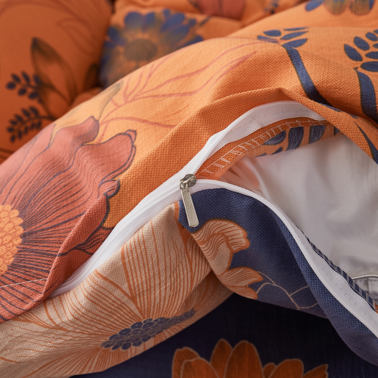 91家纺网 家纺一手货源 找家纺 恋之语 2026新款双层纱原麻复古风四件套 焦糖花事