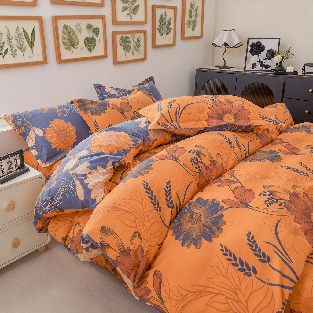 91家纺网 家纺一手货源 找家纺 （总）恋之语 2026新款双层纱原麻复古风四件套