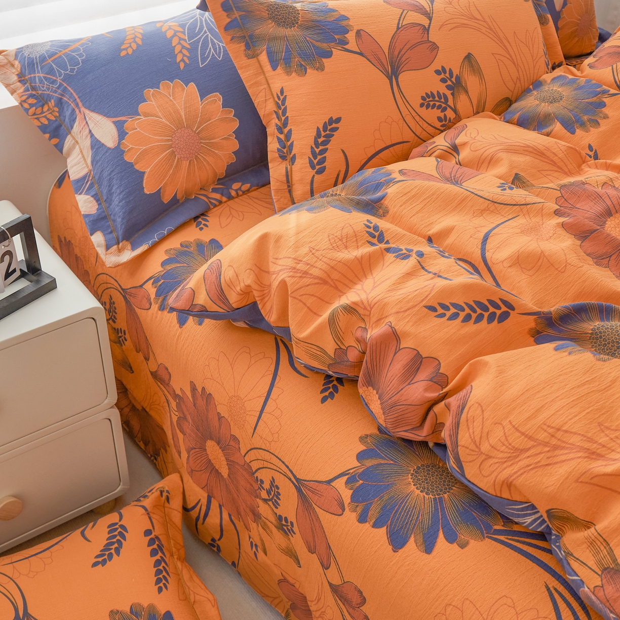 91家纺网 家纺一手货源 找家纺 （总）恋之语 2026新款双层纱原麻复古风四件套