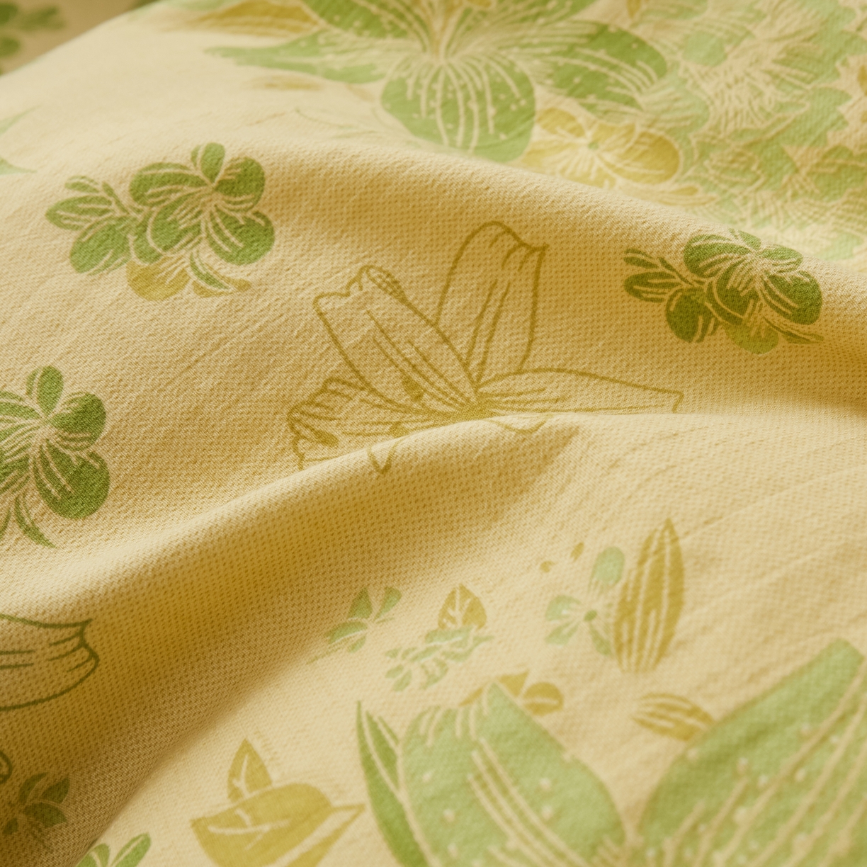 91家纺网 家纺一手货源 找家纺 恋之语 2026新款双层纱原麻复古风四件套 晴野百合-绿