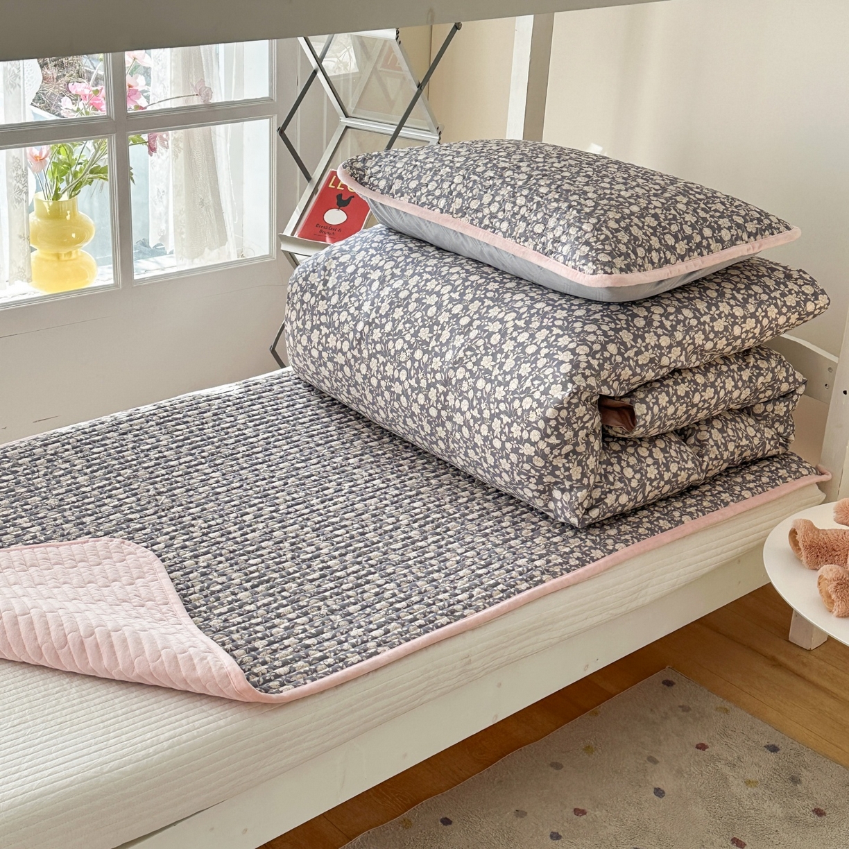 91家纺网 家纺一手货源 找家纺 凌云家纺 2026新款学生宿舍全棉床盖三件套 春汐