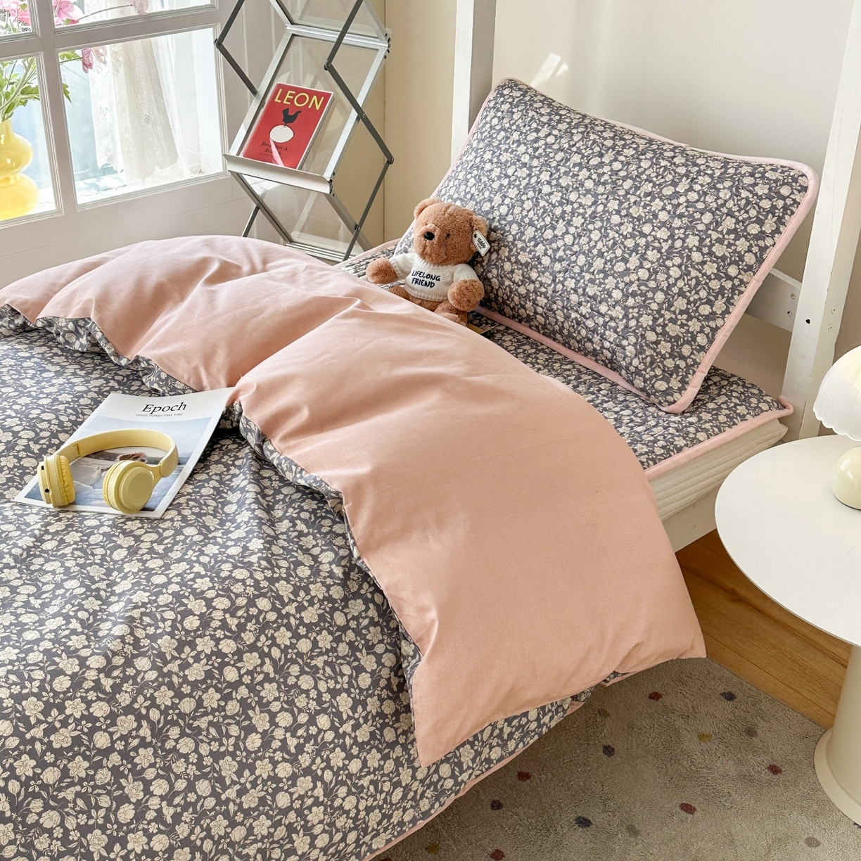 91家纺网 家纺一手货源 找家纺 凌云家纺 2026新款学生宿舍全棉床盖三件套 春汐