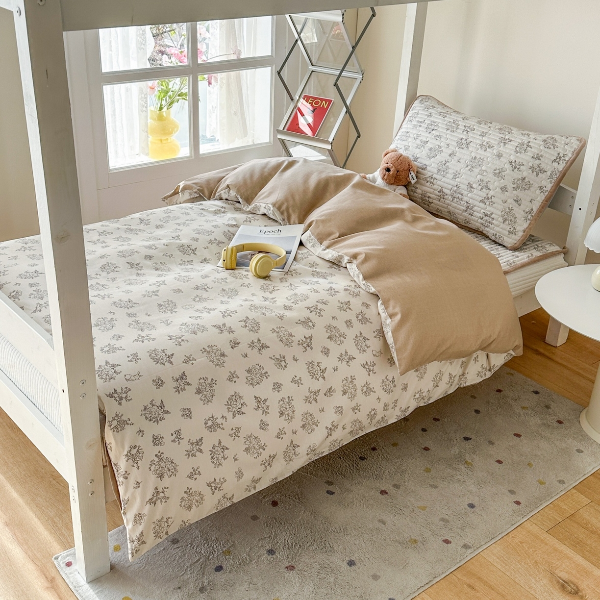 91家纺网 家纺一手货源 找家纺 凌云家纺 2026新款学生宿舍全棉床盖三件套 花韵