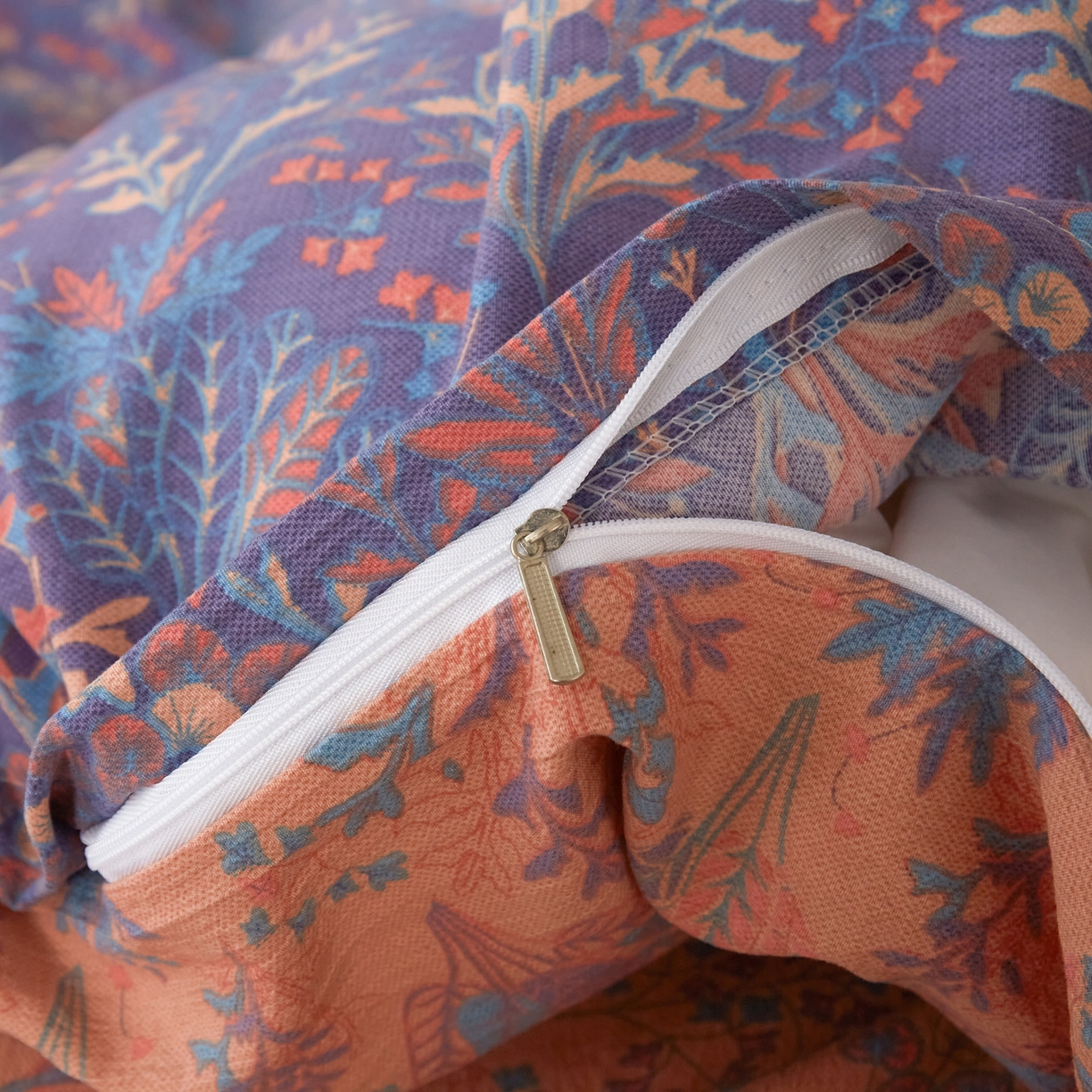 91家纺网 家纺一手货源 找家纺 恋之语 2026新款双层纱原麻复古风四件套 暖紫花影