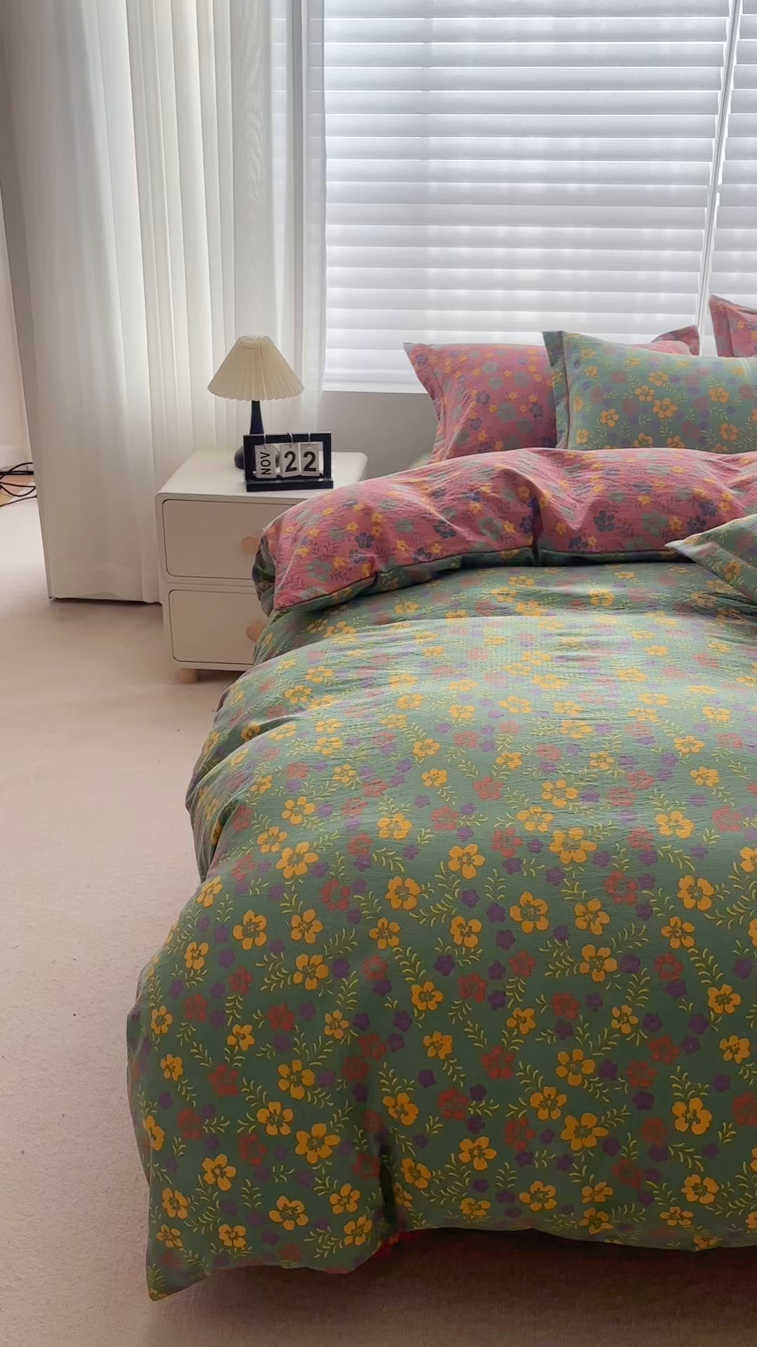 91家纺网 家纺一手货源 找家纺 恋之语 2026新款双层纱原麻复古风四件套 野棠晚风