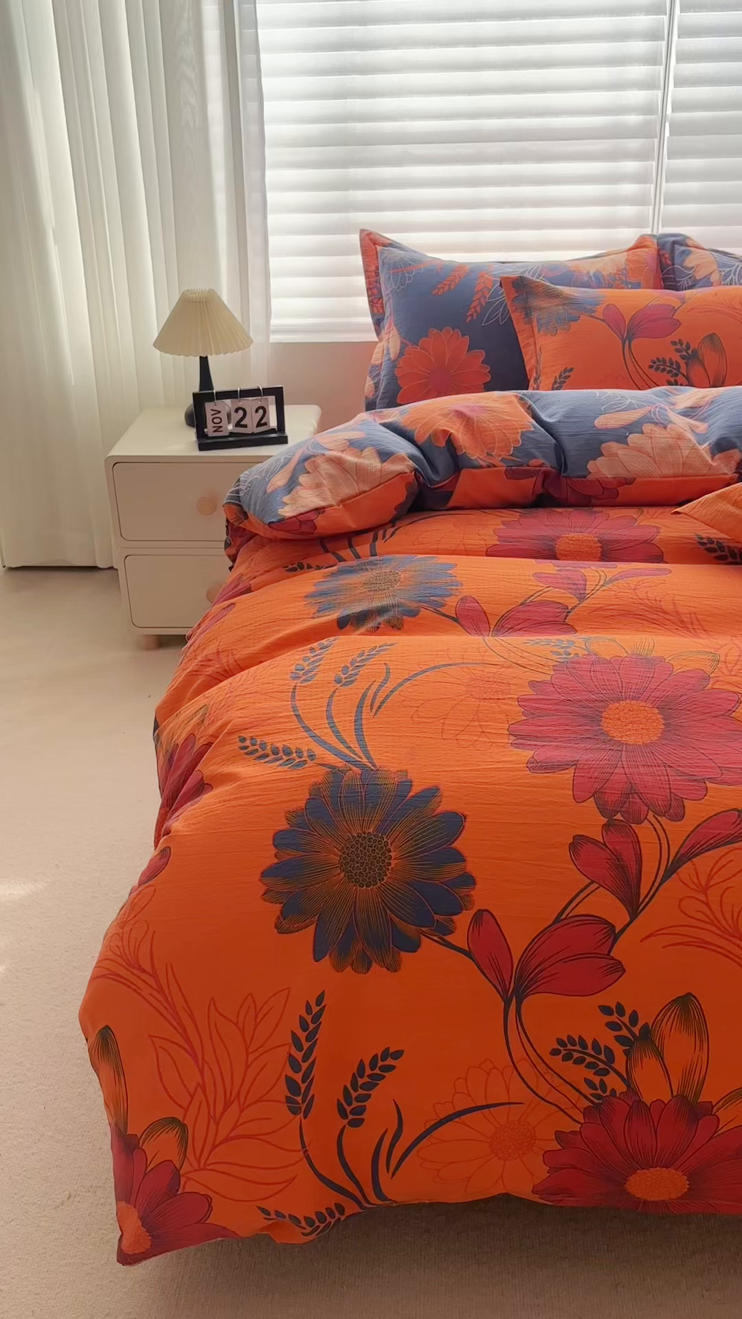 91家纺网 家纺一手货源 找家纺 恋之语 2026新款双层纱原麻复古风四件套 焦糖花事