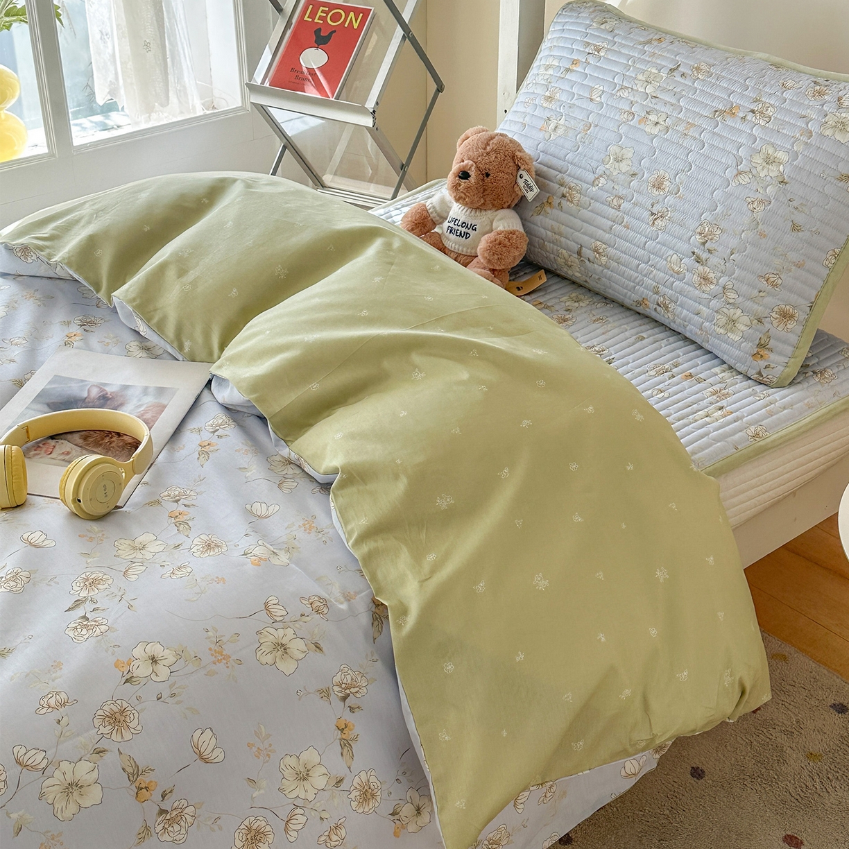 91家纺网 家纺一手货源 找家纺 凌云家纺 2026新款学生宿舍全棉床盖三件套 漫步云端