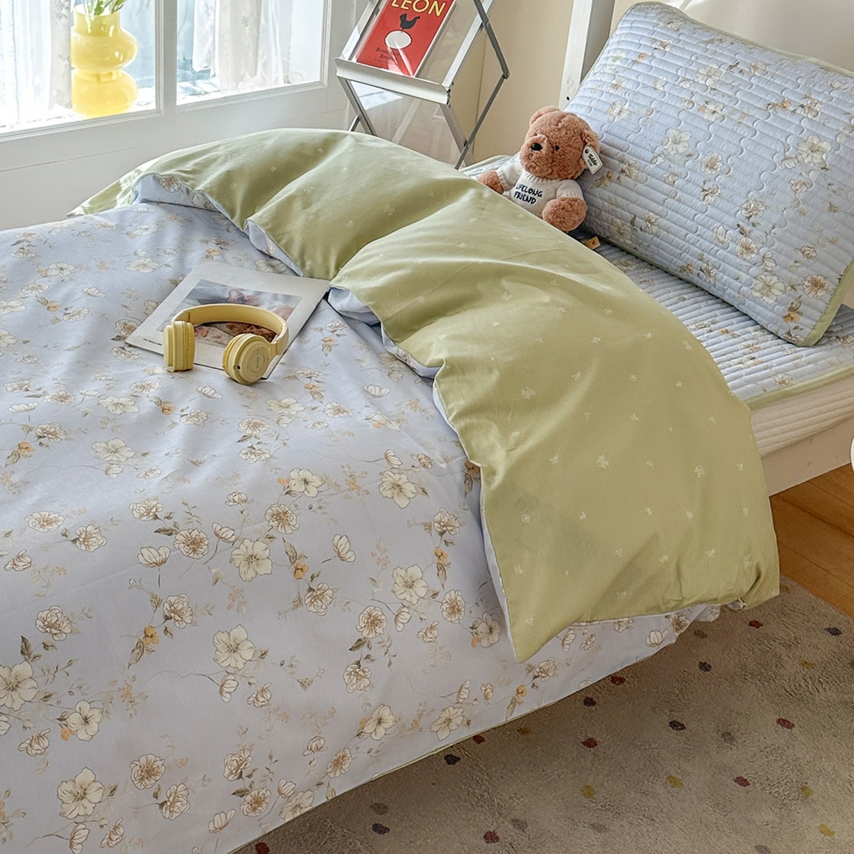 91家纺网 家纺一手货源 找家纺 凌云家纺 2026新款学生宿舍全棉床盖三件套 漫步云端