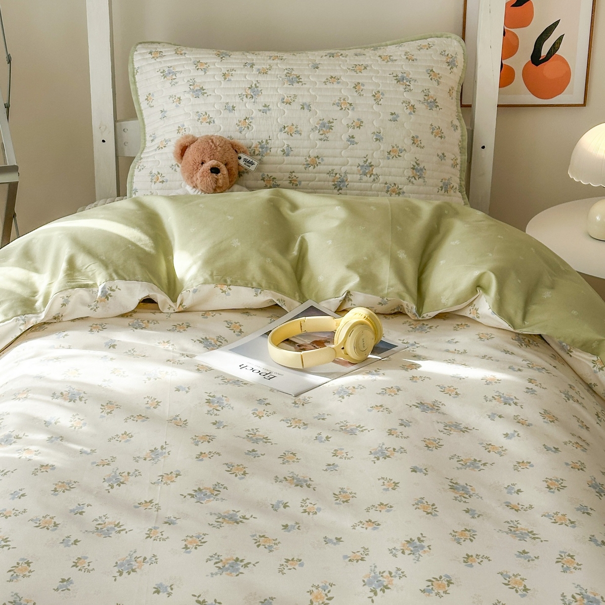 91家纺网 家纺一手货源 找家纺 凌云家纺 2026新款学生宿舍全棉床盖三件套 沐雅清风