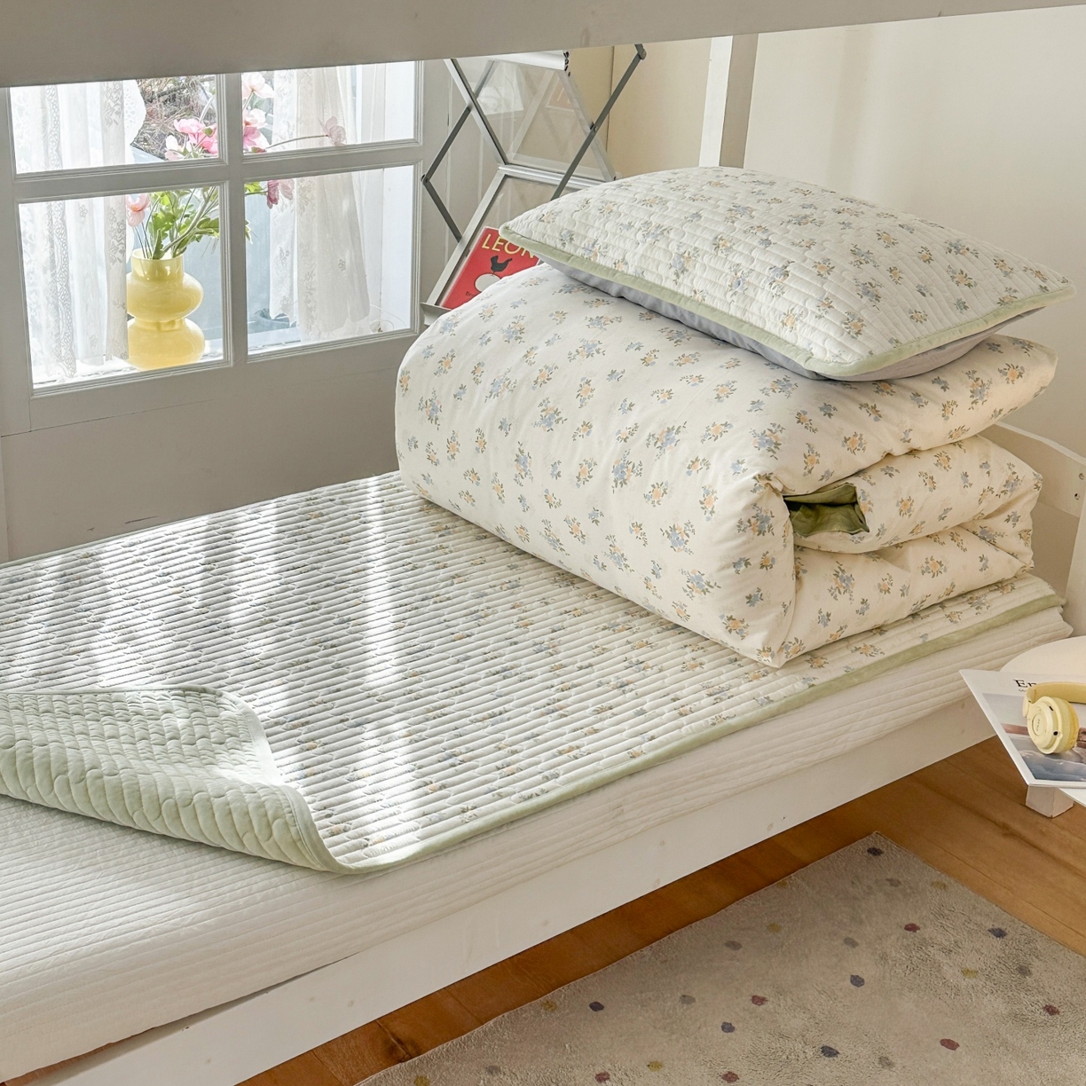 91家纺网 家纺一手货源 找家纺 凌云家纺 2026新款学生宿舍全棉床盖三件套 沐雅清风