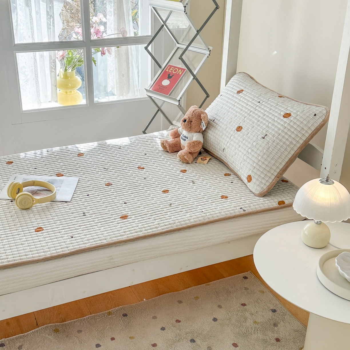 91家纺网 家纺一手货源 找家纺 凌云家纺 2026新款学生宿舍全棉床盖三件套 南瓜可可