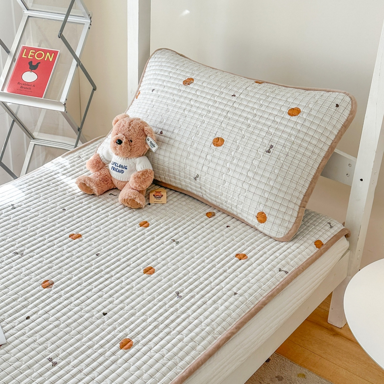 91家纺网 家纺一手货源 找家纺 凌云家纺 2026新款学生宿舍全棉床盖三件套 南瓜可可