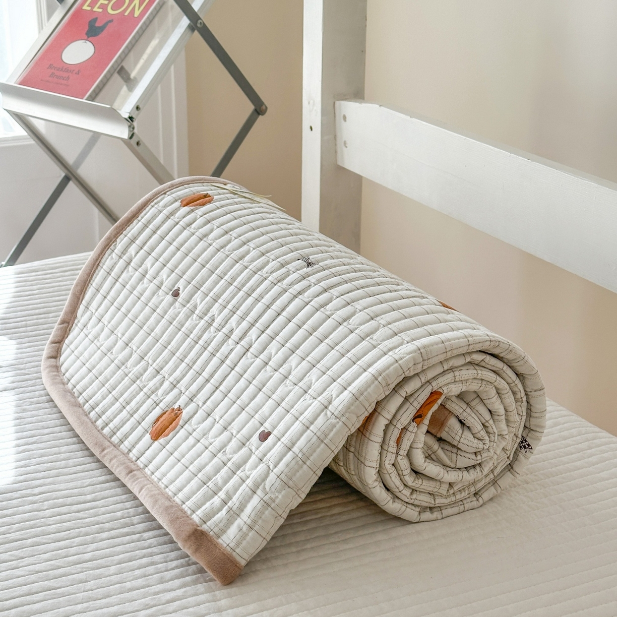 91家纺网 家纺一手货源 找家纺 凌云家纺 2026新款学生宿舍全棉床盖三件套 南瓜可可