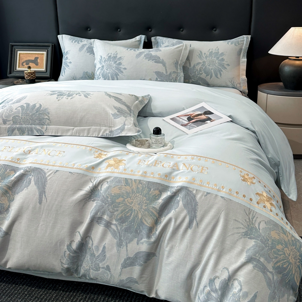 91家纺网 家纺一手货源 找家纺 （总）宇航家纺 2026春夏新款简约全棉纯棉拼接60s色织提花绣花四件套