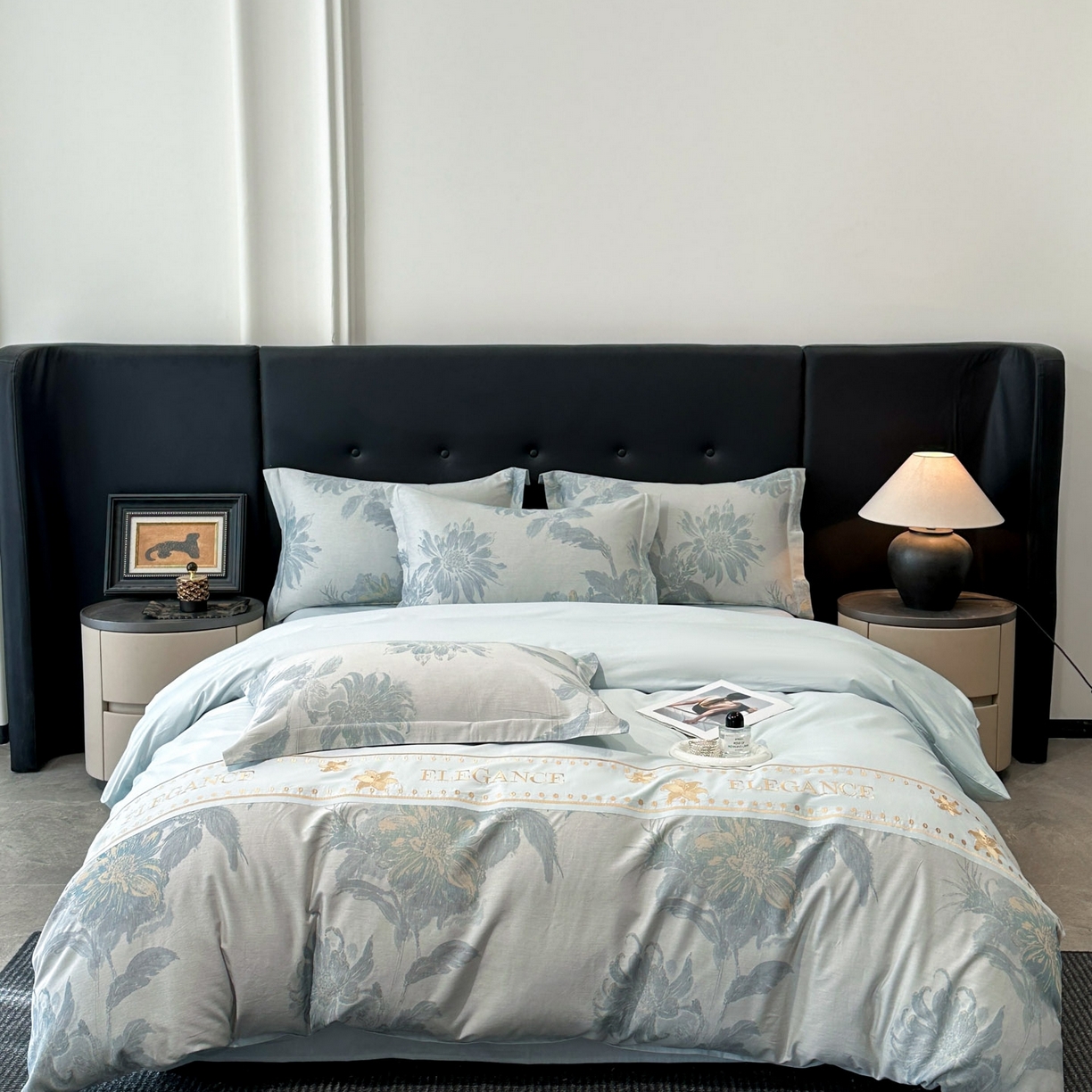 91家纺网 家纺一手货源 找家纺 （总）宇航家纺 2026春夏新款简约全棉纯棉拼接60s色织提花绣花四件套