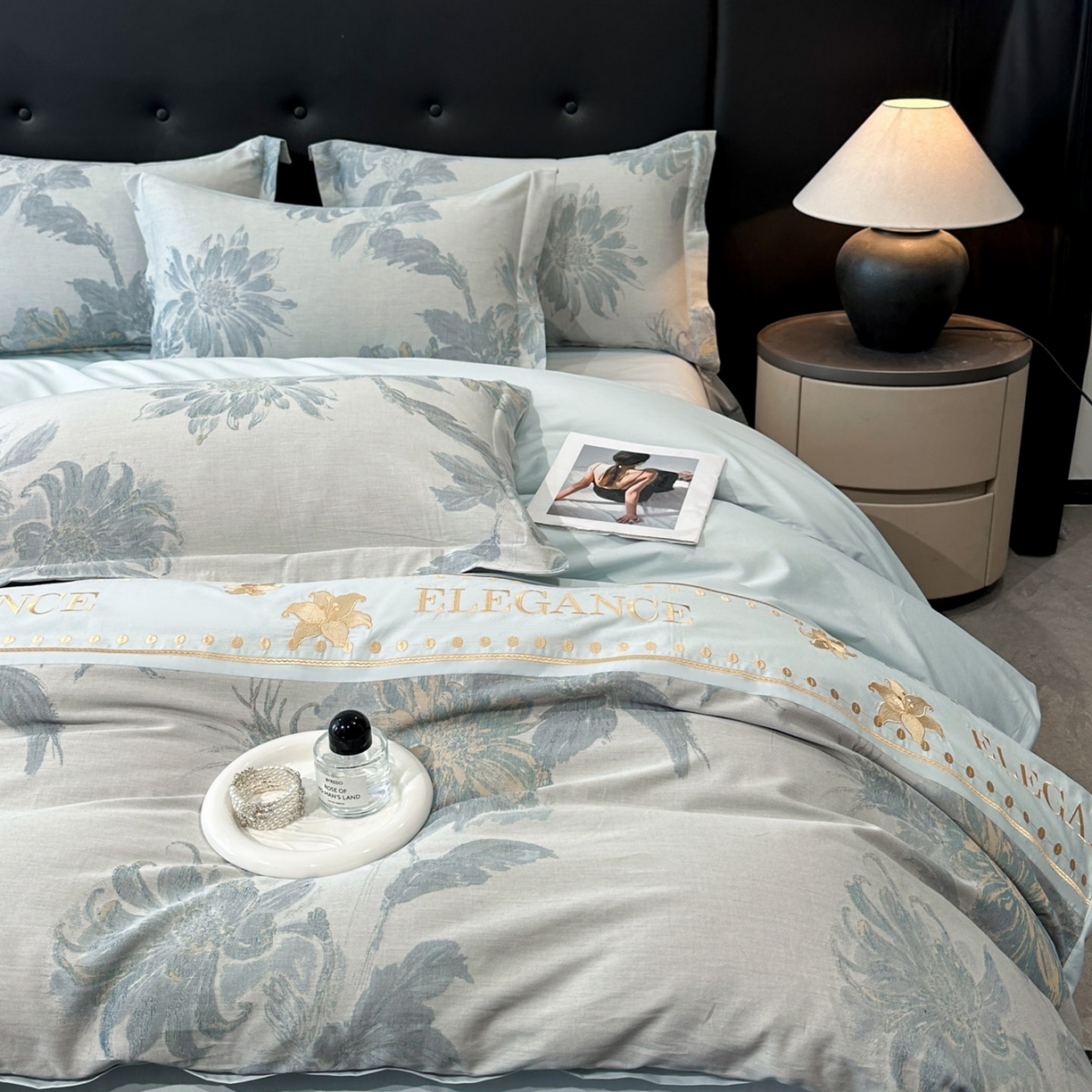 91家纺网 家纺一手货源 找家纺 （总）宇航家纺 2026春夏新款简约全棉纯棉拼接60s色织提花绣花四件套