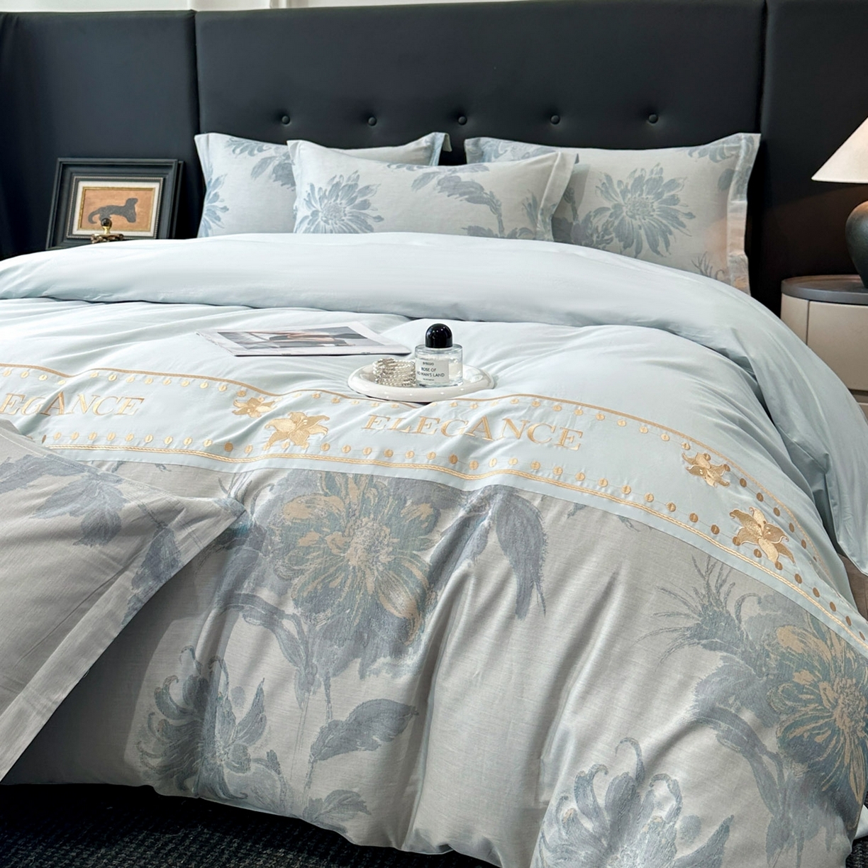 91家纺网 家纺一手货源 找家纺 （总）宇航家纺 2026春夏新款简约全棉纯棉拼接60s色织提花绣花四件套