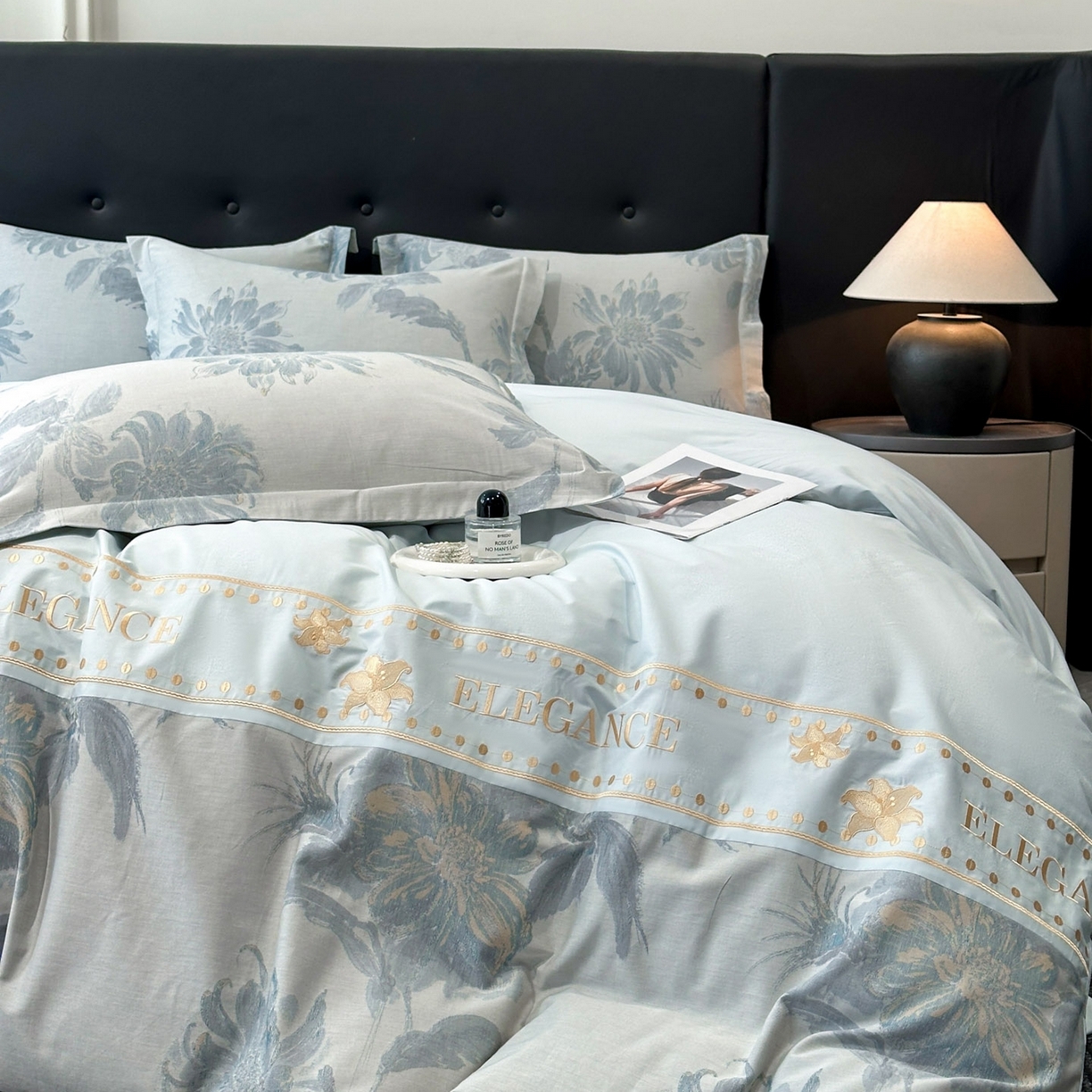 91家纺网 家纺一手货源 找家纺 （总）宇航家纺 2026春夏新款简约全棉纯棉拼接60s色织提花绣花四件套