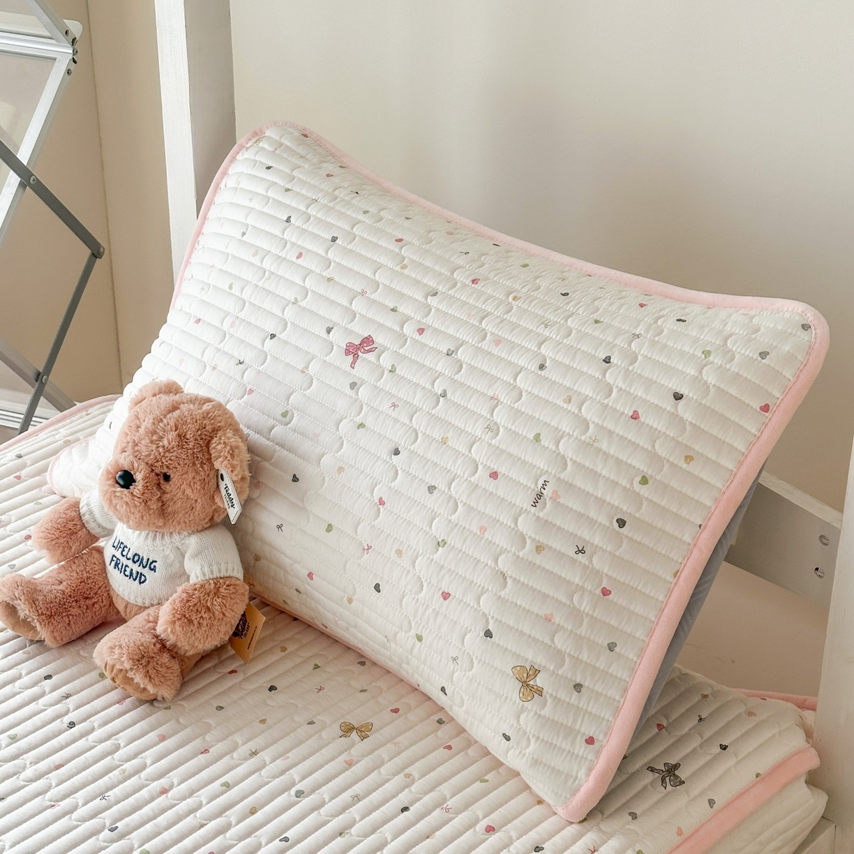 91家纺网 家纺一手货源 找家纺 凌云家纺 2026新款学生宿舍全棉床盖三件套 怦然心动