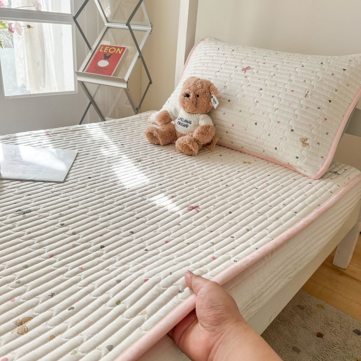 91家纺网 家纺一手货源 找家纺 凌云家纺 2026新款学生宿舍全棉床盖三件套 怦然心动