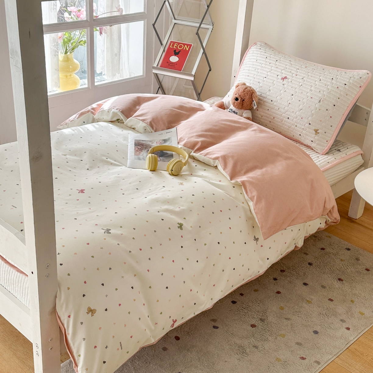 91家纺网 家纺一手货源 找家纺 凌云家纺 2026新款学生宿舍全棉床盖三件套 怦然心动