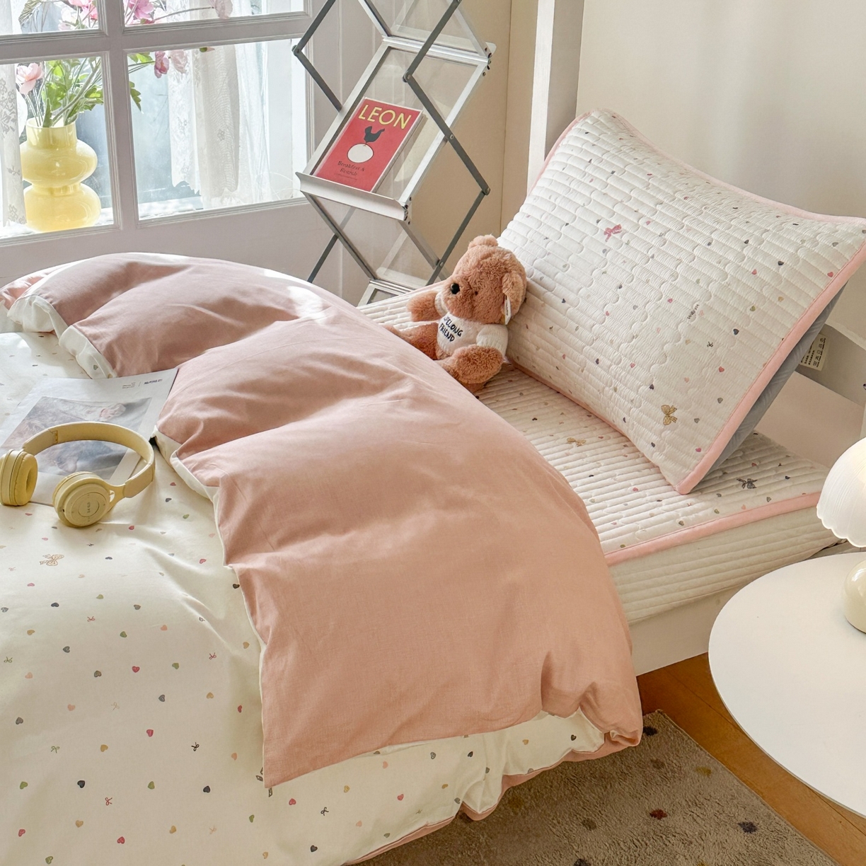 91家纺网 家纺一手货源 找家纺 凌云家纺 2026新款学生宿舍全棉床盖三件套 怦然心动