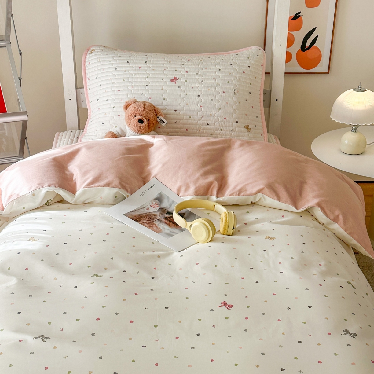 91家纺网 家纺一手货源 找家纺 凌云家纺 2026新款学生宿舍全棉床盖三件套 怦然心动