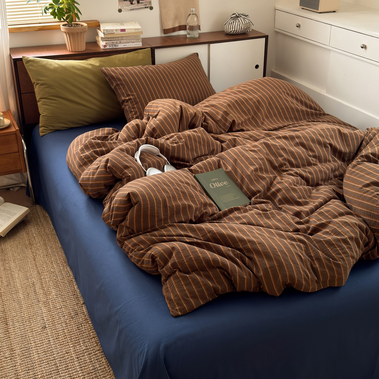 （总）例外 2026新款全棉纯棉色织水洗棉四件套-达尔文条纹