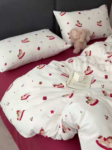 91家纺网 家纺一手货源 找家纺 一比一家纺 2026新款全棉双层纱四件套马上有钱