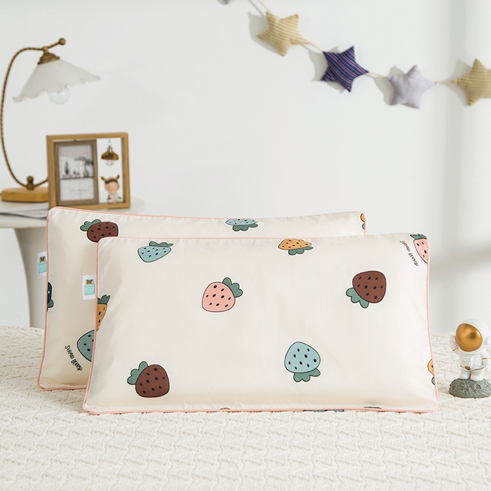 良佐生活 2026新款60支全棉纯棉贡缎嵌绳款枕套 草莓小町