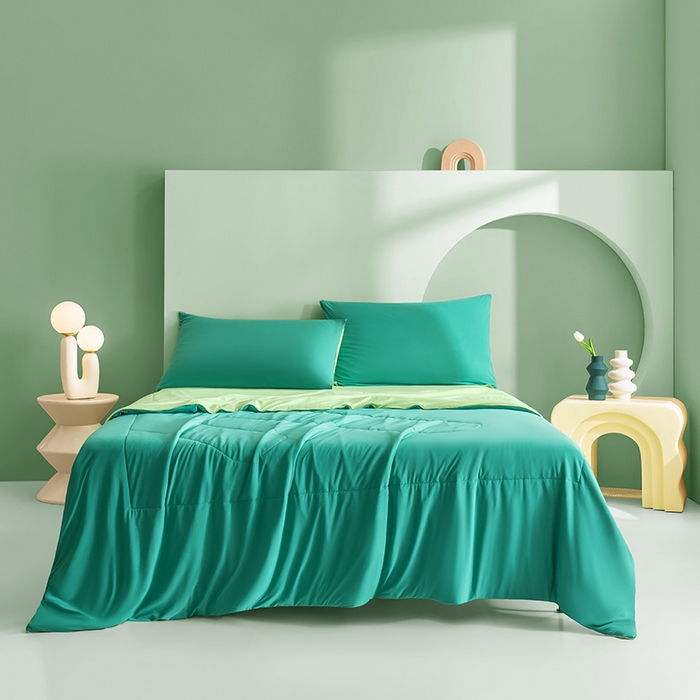 91家纺网 家纺一手货源 找家纺 爱彼家纺 2026新款生活果蔬夏凉被凉感舒适冰凉双拼果蔬夏被夏凉被空调被 果蔬夏被-西瓜绿