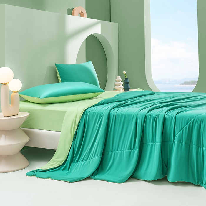 91家纺网 家纺一手货源 找家纺 爱彼家纺 2026新款生活果蔬夏凉被凉感舒适冰凉双拼果蔬夏被夏凉被空调被 果蔬夏被-西瓜绿