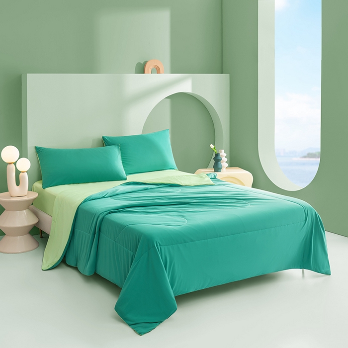 91家纺网 家纺一手货源 找家纺 爱彼家纺 2026新款生活果蔬夏凉被凉感舒适冰凉双拼果蔬夏被夏凉被空调被 果蔬夏被-西瓜绿